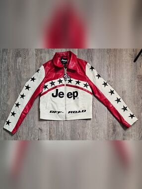 Jeep x Forever 21 Moto Racing Jacket – Red White Stars Off-Road | Size M